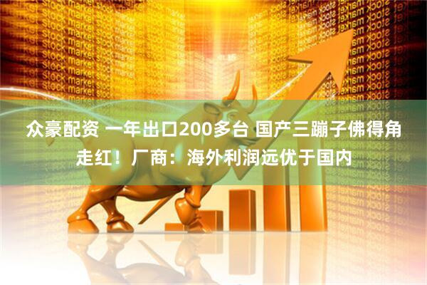 众豪配资 一年出口200多台 国产三蹦子佛得角走红!厂商:海外利润远优于国内